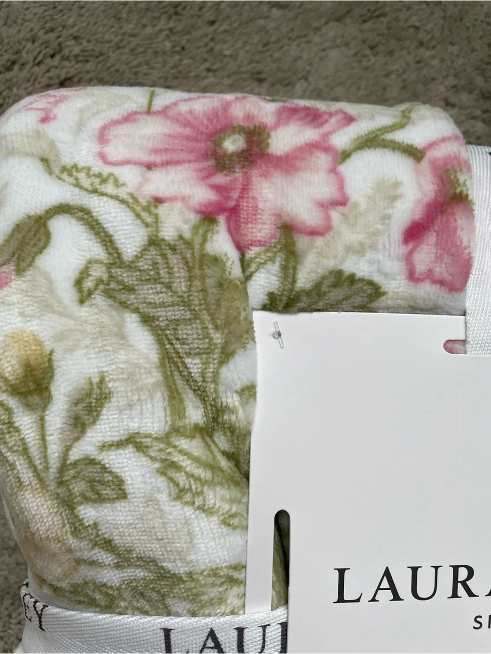 Laura Ashley Floral Reversible Quilt Throw - Pink & Green new